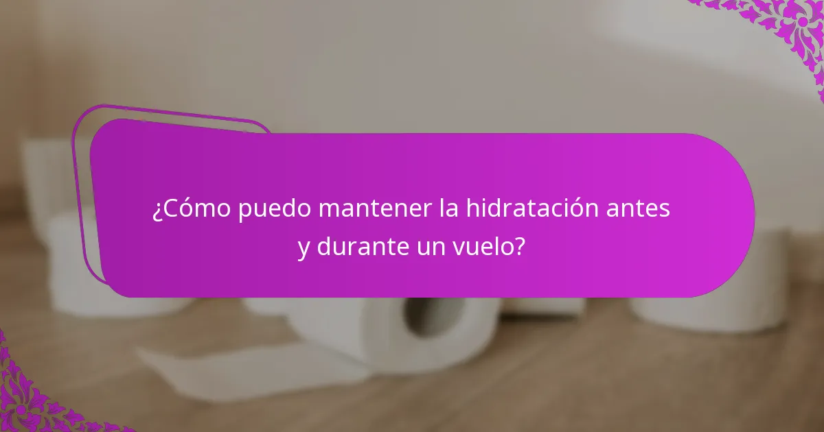 ¿Cómo puedo mantener la hidratación antes y durante un vuelo?