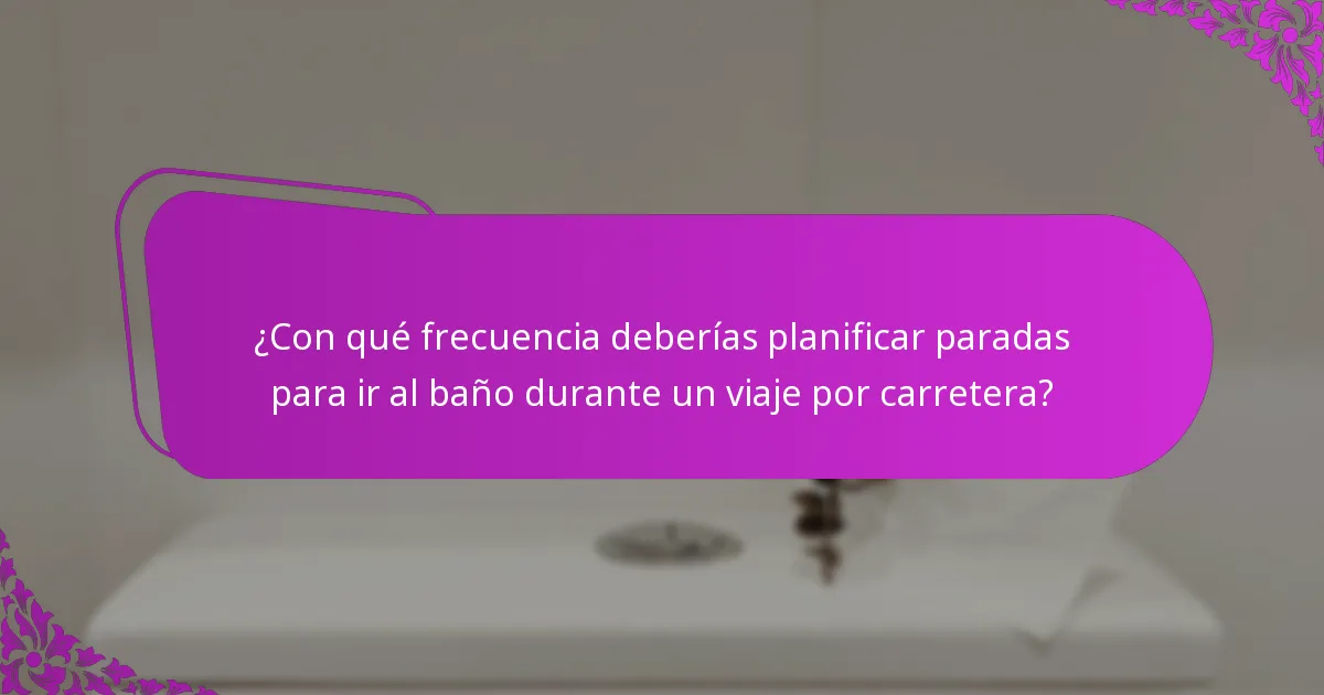 ¿Con qué frecuencia deberías planificar paradas para ir al baño durante un viaje por carretera?