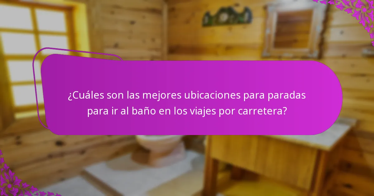 ¿Qué consideraciones de salud debes tener en cuenta para las paradas para ir al baño?